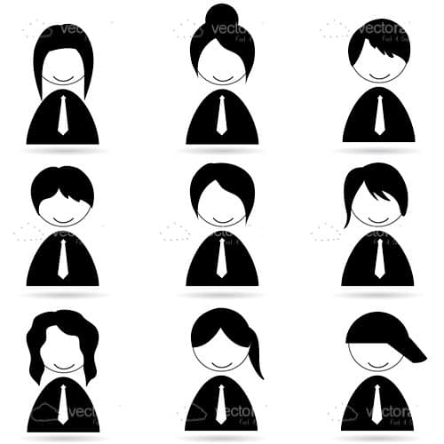 Abstract People with Different Hair Styles Icon Set